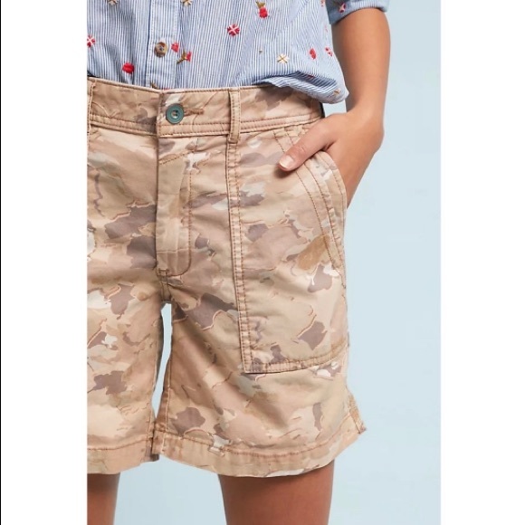 Anthropologie The Wanderer Beige Camo Print Cargo Shorts - Picture 2 of 5